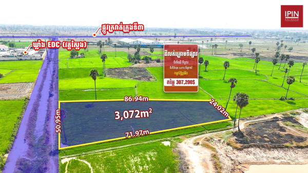 Urgent Sale:​ Land near National Road 3 and only 5 minutes from Sleng pagoda only 100$/m²